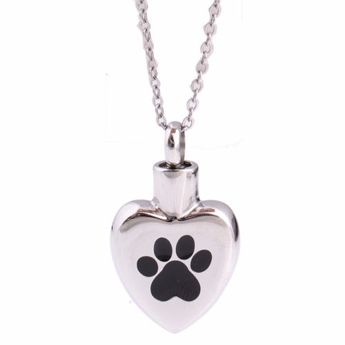 Cute Cat Footprint Heart Perfume Bottle Pendant Necklace