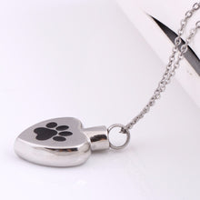 Cute Cat Footprint Heart Perfume Bottle Pendant Necklace