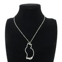 Silver Alloy Hollow Animal Cat Pendant Short Chain Collar Necklace