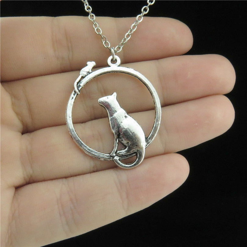 Cat Mouse Pendant Necklace