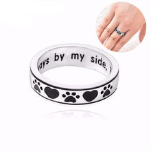 "Always by my side,Forever in my heart" Dog Pawprint Ring