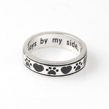 "Always by my side,Forever in my heart" Dog Pawprint Ring