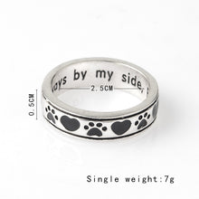"Always by my side,Forever in my heart" Dog Pawprint Ring