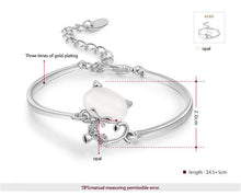 Rose / White Gold Plated Opal Stone Cat Charm Bracelets