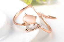 Rose / White Gold Plated Opal Stone Cat Charm Bracelets