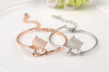 Rose / White Gold Plated Opal Stone Cat Charm Bracelets