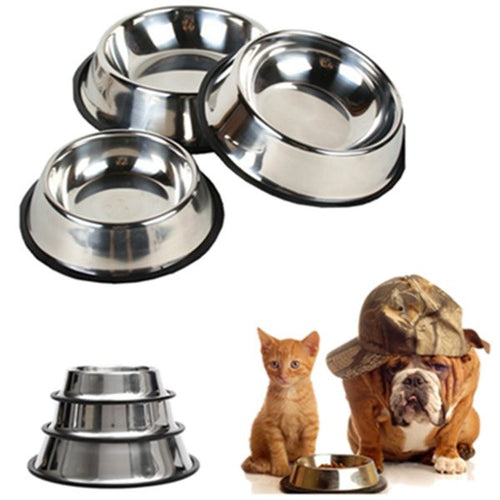 Stainless Steel Pet Dog Cat Puppy Food Water Single Bowl Feeding Dish Travel