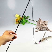Pet Cat Toy Feather Teaser Plastic Wand Toy Teasers With Bell For Cat Play Fun