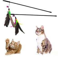 Pet Cat Toy Feather Teaser Plastic Wand Toy Teasers With Bell For Cat Play Fun