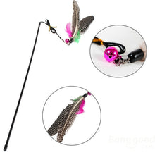 Pet Cat Toy Feather Teaser Plastic Wand Toy Teasers With Bell For Cat Play Fun