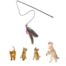 Pet Cat Toy Feather Teaser Plastic Wand Toy Teasers With Bell For Cat Play Fun