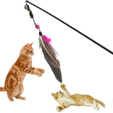 Pet Cat Toy Feather Teaser Plastic Wand Toy Teasers With Bell For Cat Play Fun