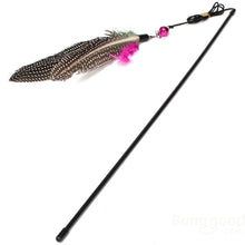 Pet Cat Toy Feather Teaser Plastic Wand Toy Teasers With Bell For Cat Play Fun
