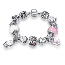Cat Charms Bracelet with Murano Glass Beads