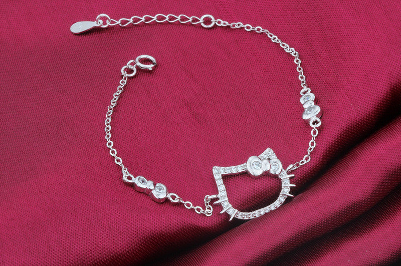 925 Solid Silver Cat Bracelet