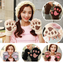 Cute Cat Paw Plush Mittens