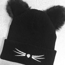 Cat Ear Crochet Braided Knitted Ski Fur Cap