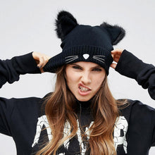Cat Ear Crochet Braided Knitted Ski Fur Cap
