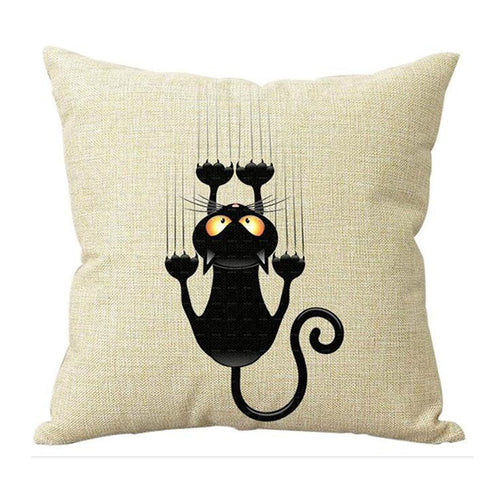 Black Cat Square Decorative Cotton / Linen Pillowcase 18x18 inches