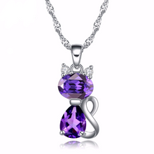 Platinum Plated Crystal Cat Pendant Necklace