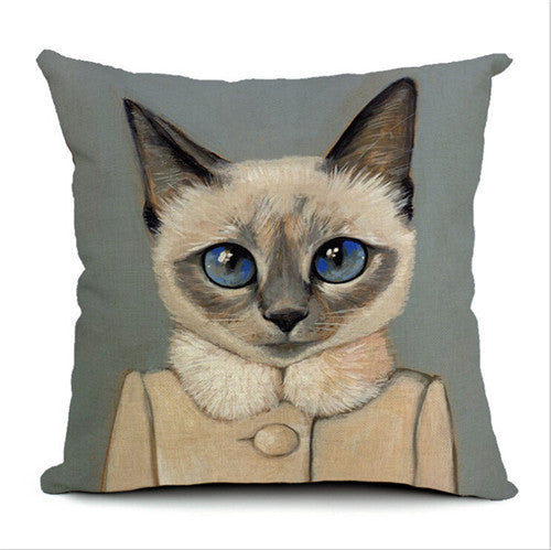 Silly Cat Decorative Cotton / Linen Pillowcase 18x18 inches