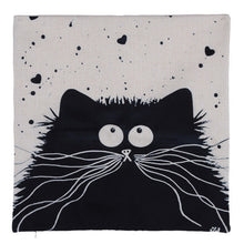 Silly Black and White Cat Square Decorative Cotton / Linen Pillowcase 18x18 inches