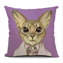 Silly Cat Decorative Cotton / Linen Pillowcase 18x18 inches