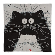 Silly Black and White Cat Square Decorative Cotton / Linen Pillowcase 18x18 inches