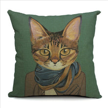 Silly Cat Decorative Cotton / Linen Pillowcase 18x18 inches