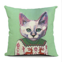 Silly Cat Decorative Cotton / Linen Pillowcase 18x18 inches