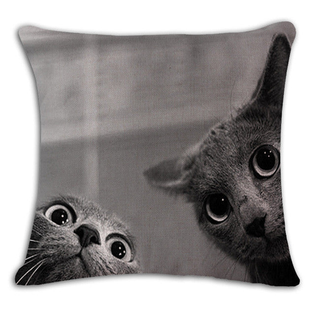 Cat Square Decorative Cotton / Linen Pillowcase 18x18 inches