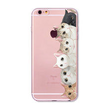 Cute Cat Transparent Soft Silicone Cell Phone Case For Apple iPhone 6 6s 7 Plus 6sPlus 6Plus 4 4s 5 5s SE