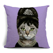 Silly Cat Decorative Cotton / Linen Pillowcase 18x18 inches