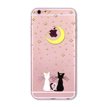 Cute Cat Transparent Soft Silicone Cell Phone Case For Apple iPhone 6 6s 7 Plus 6sPlus 6Plus 4 4s 5 5s SE