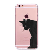 Cute Cat Transparent Soft Silicone Cell Phone Case For Apple iPhone 6 6s 7 Plus 6sPlus 6Plus 4 4s 5 5s SE