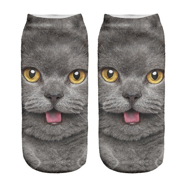 Cat Print Ankle Socks (1 Pair)