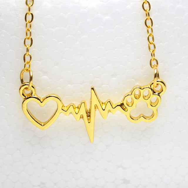 Cat Paw Heartbeat Necklace