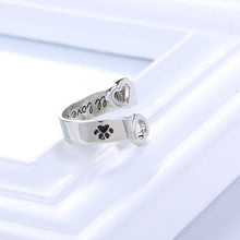 Adjustable" I will love you forever" Heart Animal Paw Print Ring