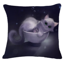 Cute Black Cat Decorative Square Decorative Cotton / Linen Pillowcase 18x18 inches
