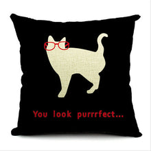 Silly Cat Decorative Cotton / Linen Pillowcase 18x18 inches