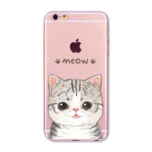 Cute Cat Transparent Soft Silicone Cell Phone Case For Apple iPhone 6 6s 7 Plus 6sPlus 6Plus 4 4s 5 5s SE