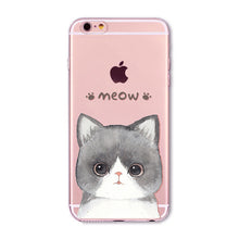 Cute Cat Transparent Soft Silicone Cell Phone Case For Apple iPhone 6 6s 7 Plus 6sPlus 6Plus 4 4s 5 5s SE