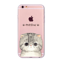 Cute Cat Transparent Soft Silicone Cell Phone Case For Apple iPhone 6 6s 7 Plus 6sPlus 6Plus 4 4s 5 5s SE