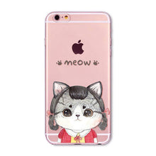 Cute Cat Transparent Soft Silicone Cell Phone Case For Apple iPhone 6 6s 7 Plus 6sPlus 6Plus 4 4s 5 5s SE