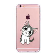 Cute Cat Transparent Soft Silicone Cell Phone Case For Apple iPhone 6 6s 7 Plus 6sPlus 6Plus 4 4s 5 5s SE