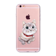 Cute Cat Transparent Soft Silicone Cell Phone Case For Apple iPhone 6 6s 7 Plus 6sPlus 6Plus 4 4s 5 5s SE