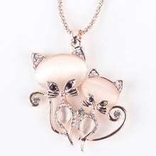 Bonsny Crystal Cat Pendant with Long Crystal Necklace