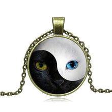 Blue Cat Eye Silver Glass Dome Round Choker Necklace