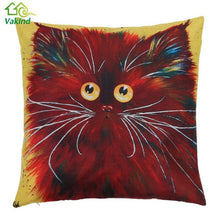 Creative Color Cat Pattern Cotton / Linen Pillowcase 18x18 inches
