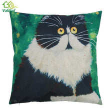 Creative Color Cat Pattern Cotton / Linen Pillowcase 18x18 inches